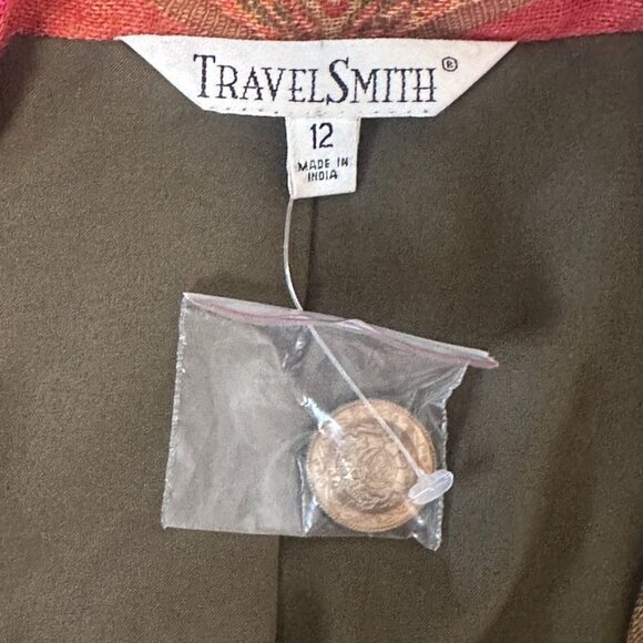 Vtg TravelSmith Orange Paisley Tapestry Button Front Jacket Blazer Womens Sz 12 - Picture 5 of 14